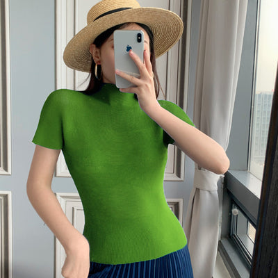 Blusa Elegante de Gasa con Cuello Medio - Top Sofisticado para Mujer - Image 7