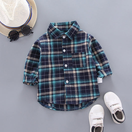 Camisas Cuadros Coreanas para Niños y Niñas - Corte Holgado Solapa Larga - Image 8
