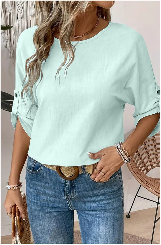 Blusa Casual de Cuello Redondo Diseño Elegante y Minimalista para Mujer - Image 21