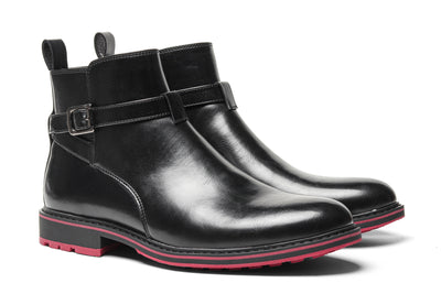 Botas Negras de Moda para Hombre con Detalles en Rojo - Image 9