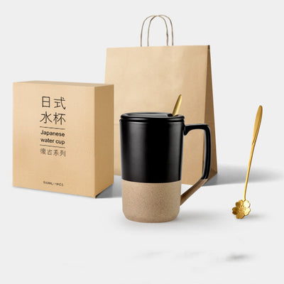 Taza Cerámica Retro Japonesa Grande con Tapa y Cuchara - Image 8