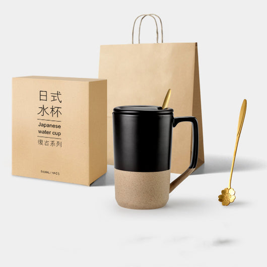 Taza Cerámica Retro Japonesa Grande con Tapa y Cuchara - Image 8