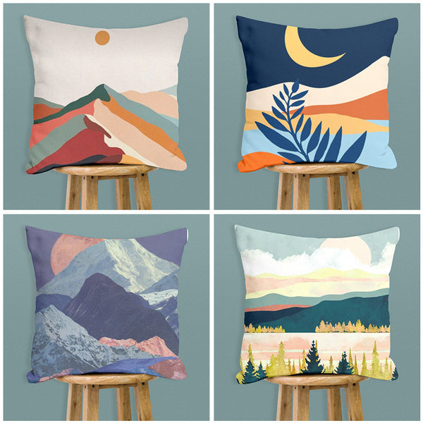 Funda de Almohada Montañas Estampado Digital Creativo