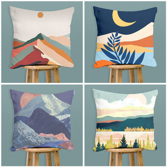 Funda de Almohada Montañas Estampado Digital Creativo
