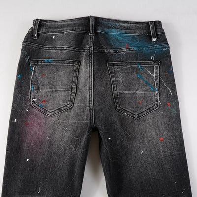 Jeans Rotos para Hombre con Diseño Splash de Tinta y Graffiti - Image 18
