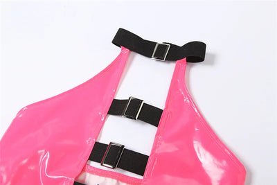 Camiseta Halter de Cuero PU con Detalle Hueco - Image 17
