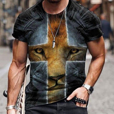 Camiseta Hombre Estampado Cruz Europeo Americano