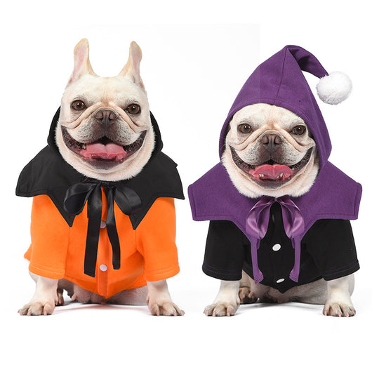 Suéter de Calabaza Divertido de Dos Piezas para Perros - Poncho Incluido