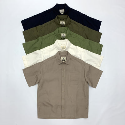 Camisa Retro Japonesa de Lino y Algodón de Manga Corta con Dobladillo Plano