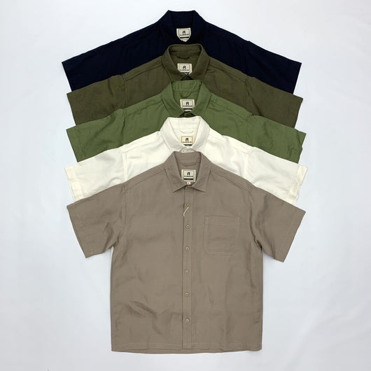 Camisa Retro Japonesa de Lino y Algodón de Manga Corta con Dobladillo Plano