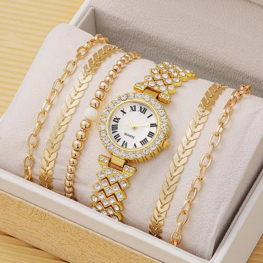 Reloj Pulsera de Diamantes para Mujer - Set Lujo de 6 Piezas con Caja de Regalo - Image 9