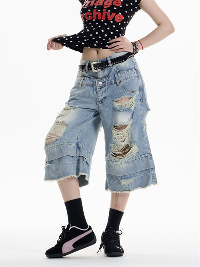 Shorts Denim Rotos Cintura Alta Sueltos para Mujer - Image 10