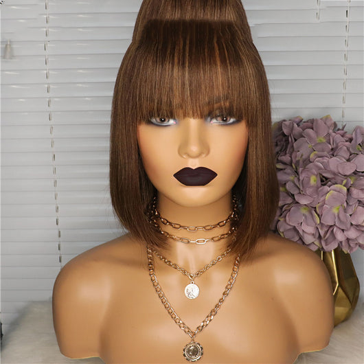 Peluca Frontal de Cabello Real con Flequillo Qi Liuhai - Image 13