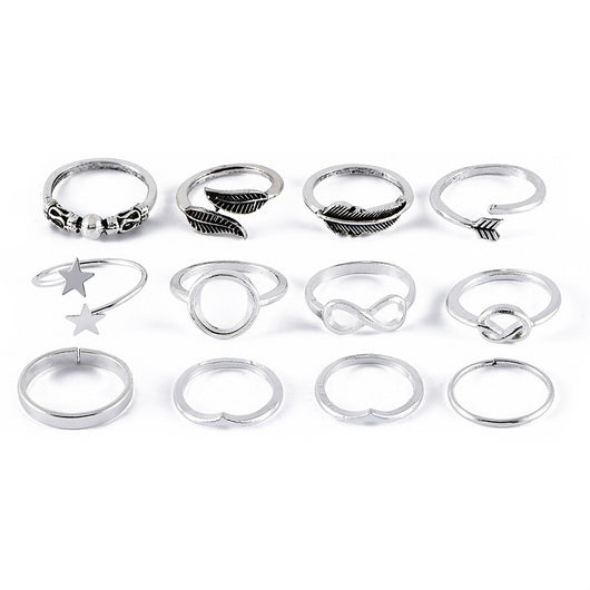 Anillo de Plata Antigua con Hoja de Pluma y Nudo Infinito - Image 5