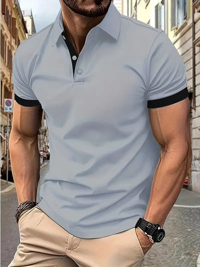 Polo Casual Holgado de Manga Corta Liso para Hombre - Image 39