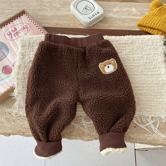 Pantalones de Niña Gruesos con Forro de Lana Cordero para Otoño e Invierno - Image 4