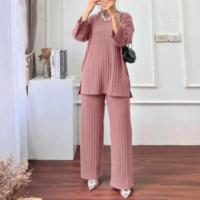 Conjunto Deportivo Mujer: Chaqueta, Blusa Manga Larga y Pantalón Palazzo