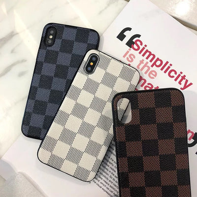 Funda para Teléfono de Cuero con Patrón Cuadriculado - Image 11