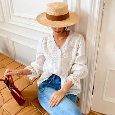 Blusa de Encaje Diseño Francés - Elegancia y Temperamento Femenino