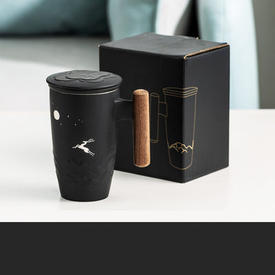 Taza Térmica de Cerámica Esmerilada con Separador de Té y Tapa - Image 5