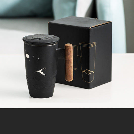 Taza Térmica de Cerámica Esmerilada con Separador de Té y Tapa - Image 5
