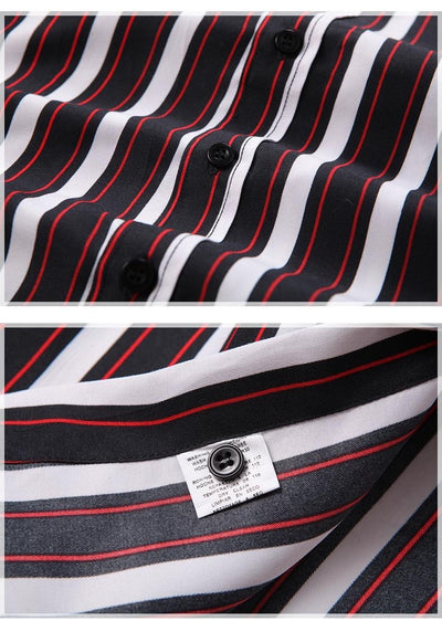 Camisa Manga Larga a Rayas Estilo Coreano para Hombres Jóvenes - Image 12