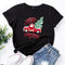 Camiseta Suelta Estampada Cuello Redondo Manga Corta para Mujer