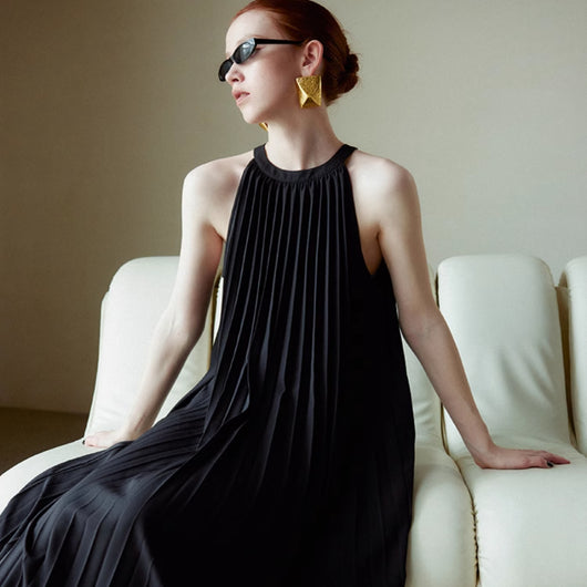 Vestido Halter Plisado Elegante para Festividades - Image 6