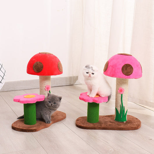 Rascador para Gatos con Columna de Sisal y Estructura Escaladora Flor Champiñón