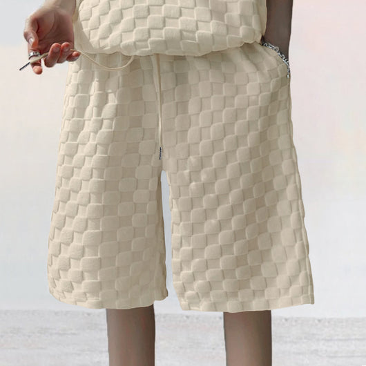Conjunto de Shorts Sueltos a Cuadros Jacquard Estilo Casual - Image 30