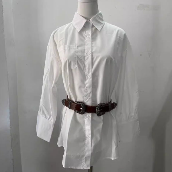 Vestido Camisero Blanco para Mujer - Colección Otoño