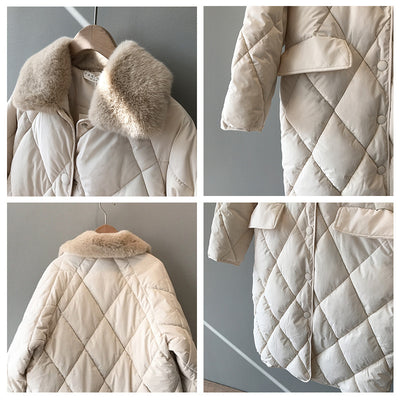 Chaqueta Acolchada para Mujer con Cuello de Piel y Diseño Rombo - Image 32
