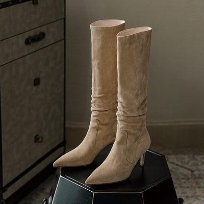 Botas Altas Plisadas con Tacón Alto - Estilo Fashion Rodilla - Image 12