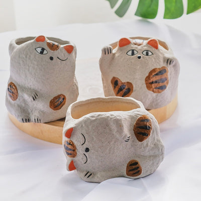 Maceta de Cerámica Gato Cartoon para Suculentas