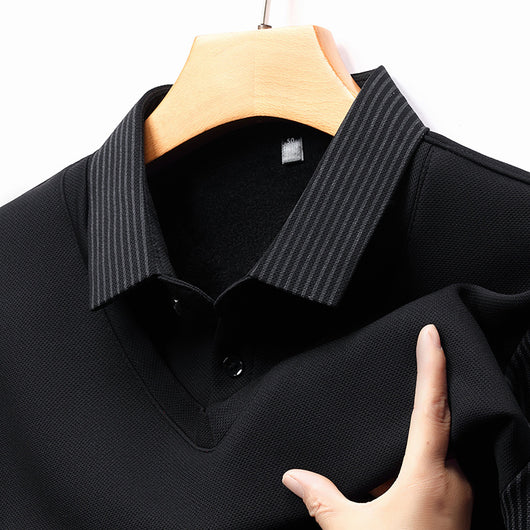 Playera Casual de Negocios con Efecto Dos Piezas y Mangas Rayadas - Image 13