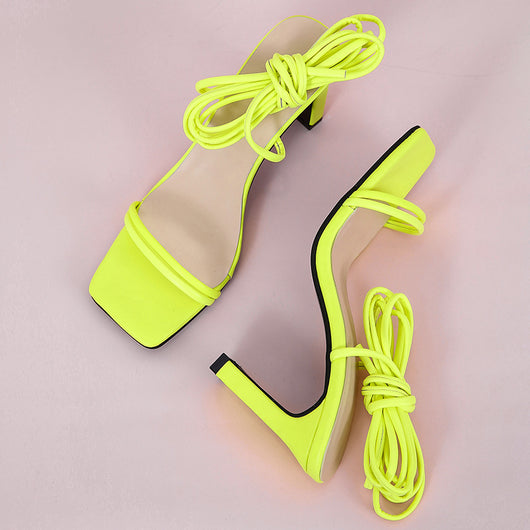 Sandalias Stiletto Cuadrado Candy Color - Zapatos de Tacón Alto Estilo Romano para Mujer - Image 3
