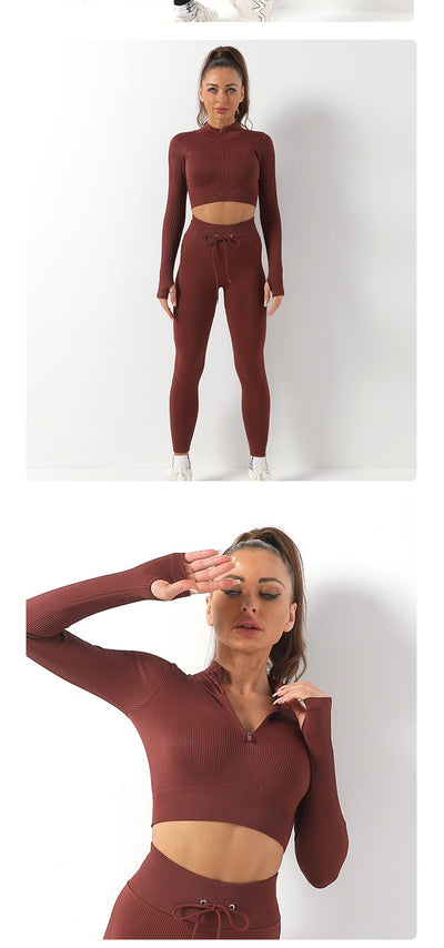 Conjunto de Yoga sin Costuras con Levantador de Caderas y Manga Larga - Image 10