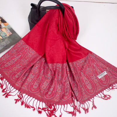 Foulard Étnico de Cachemira Dual-uso con Jacquard y Borlas - Image 29