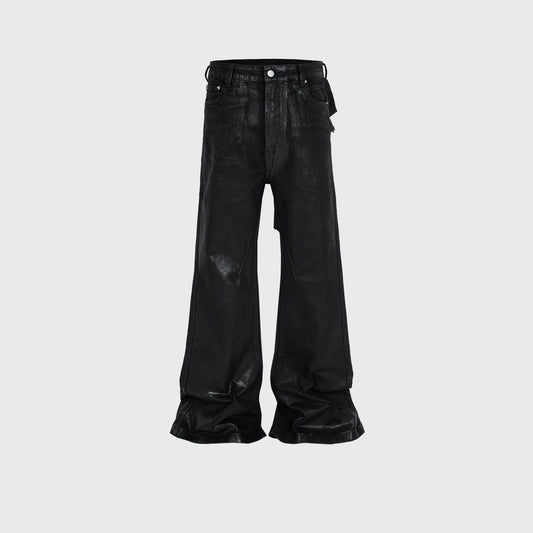 Pantalones Bootcut de Vinilo con Costuras Desgastadas