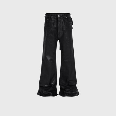 Pantalones Bootcut de Vinilo con Costuras Desgastadas