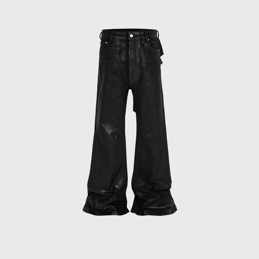 Pantalones Bootcut de Vinilo con Costuras Desgastadas