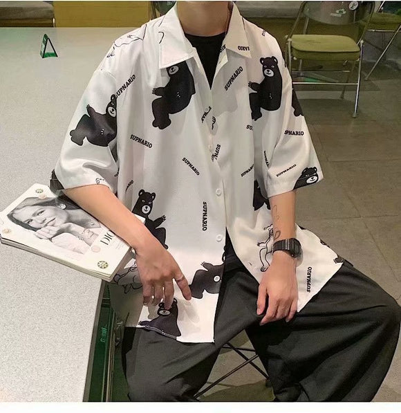 Camisa Floral para Pareja Estilo Hong Kong - Top Japonés Unisex