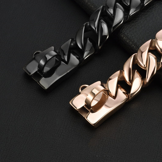 Correa para Perros Medianos y Grandes de Acero Inoxidable Dorado Rosa 32MM - Image 9