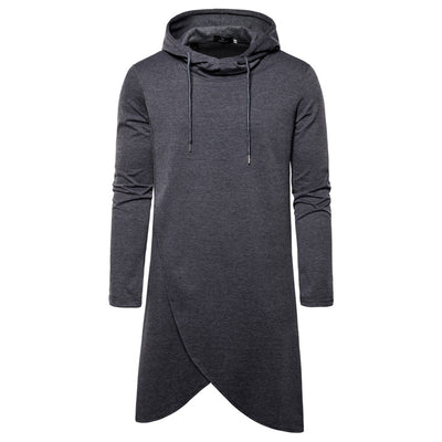 Sudadera Hoodie Slim Fit Irregular de Largo Medio en Colores Sólidos para Hombre - Image 3