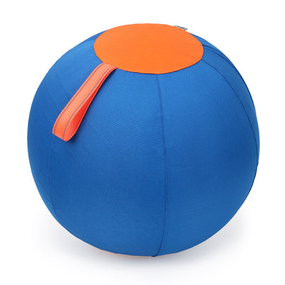 Blue and orange pet training ball with a fabric handle, designed for dogs like Shiba Inu and Corgi. - Image 5