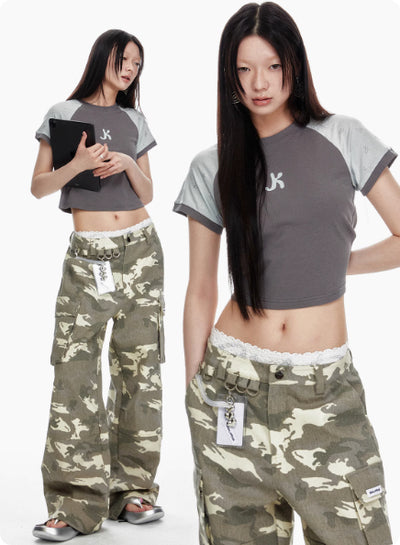 Pantalones Vaqueros Camuflaje Desteñido con Múltiples Bolsillos y Efecto Gastado - Image 11