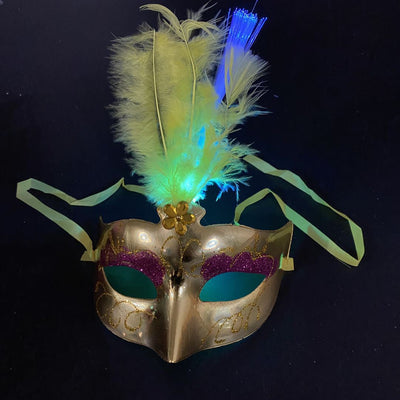 Máscara de Fibra Óptica Luminosa Princesa Mascarada LED con Plumas para Niños - Image 8
