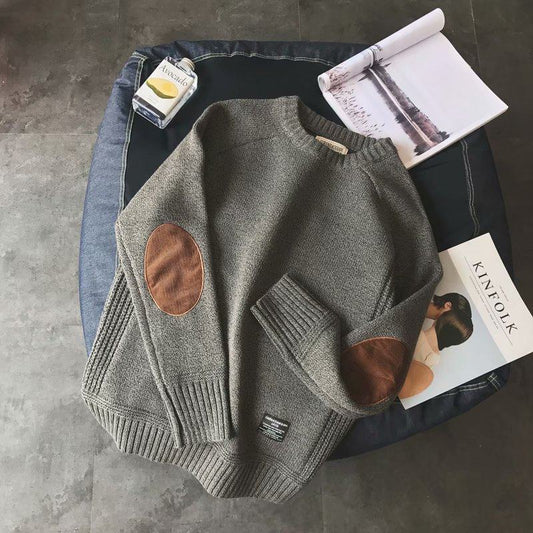 Suéter Retro Japonés de Color Sólido Estilo Coreano para Hombre - Image 2