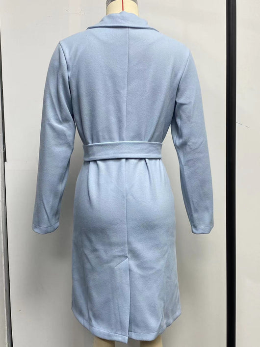 Abrigo de Lana para Mujer Cuello Polo Manga Larga Color Sólido Otoño Invierno - Image 26
