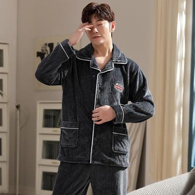 Pijama de Franela para Hombre con Solapa - Abrigo Cardigan Otoño e Invierno - Image 19